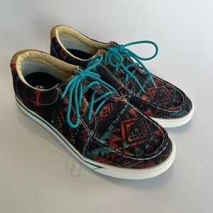 Twisted X Hooey Women's‎ Loper Patterned Sneakers Midnight Aztec 6.5 New Western